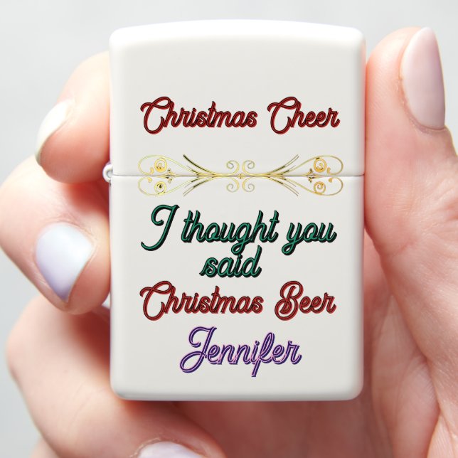 Enjoying funny Christmas sayings with friends Zippo Lighter (In Hand)