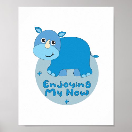 Enjoying my now Kawaii cute blue rhino  Poster