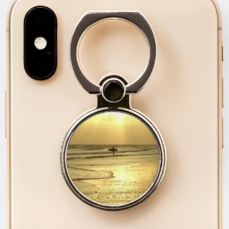 Enjoying the Beach at Sunset Phone Ring Stand