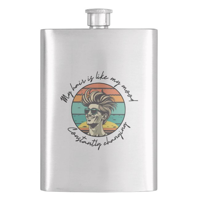 Enjoying the Daily Change with Every Sip (Metal) Flask (Front)
