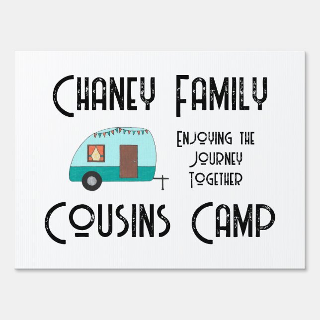 Enjoying the Journey Cousins Camp Retro Camper Sign (Front)