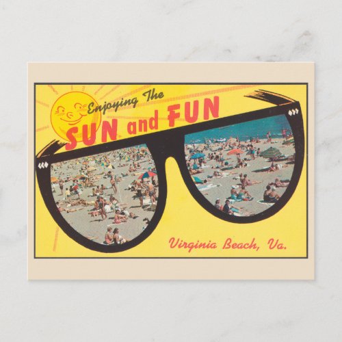 Enjoying the Sun in Virginia Beach Vintage Postcard