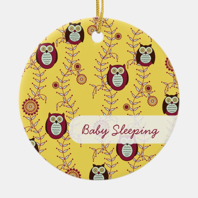 Enjoying the Sunshine "Baby Sleeping" Door Hanger Ceramic Ornament (Front)