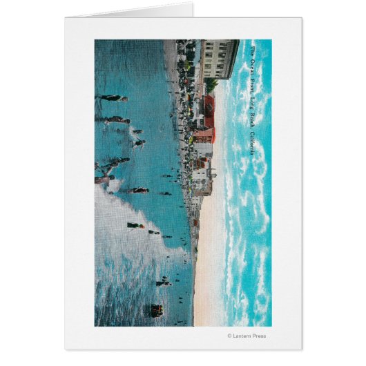 Enjoying Waves at Ocean BeachLong Beach, CA Cards (Front)