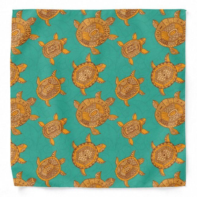 Enjoying Your Journeys- Teal Green Sea Turtles Bandana (Front)