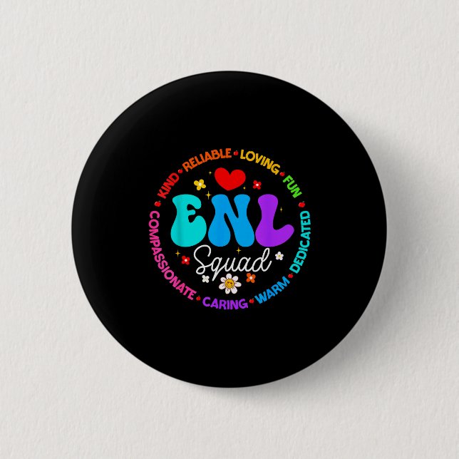 Enl Squad Teacher Squad English New Language Crew  Button (Front)