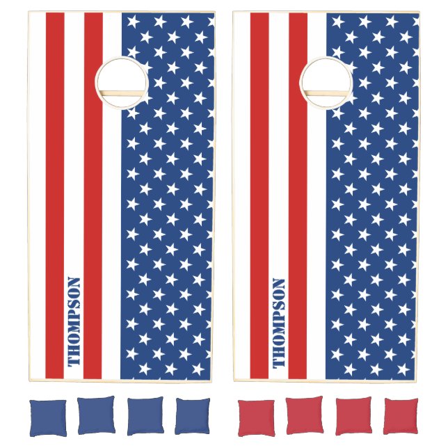 Enlarged American Flag Name Cornhole Set (Set)