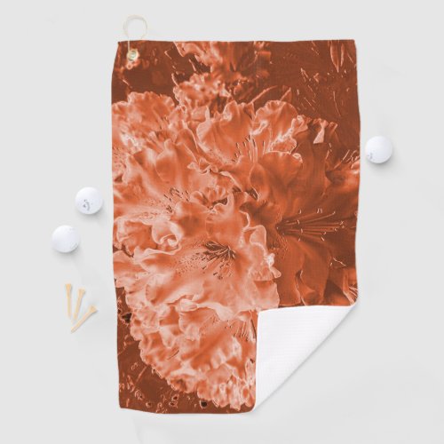 Enlarged flower with slight relief brown salmon   golf towel
