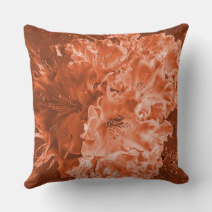Enlarged flower with slight relief, brown salmon throw pillow