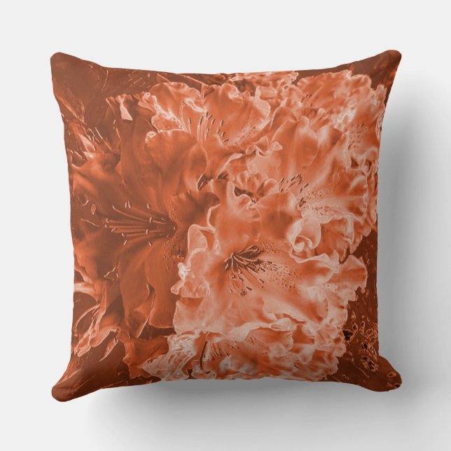 Enlarged flower with slight relief, brown salmon   throw pillow (Back)
