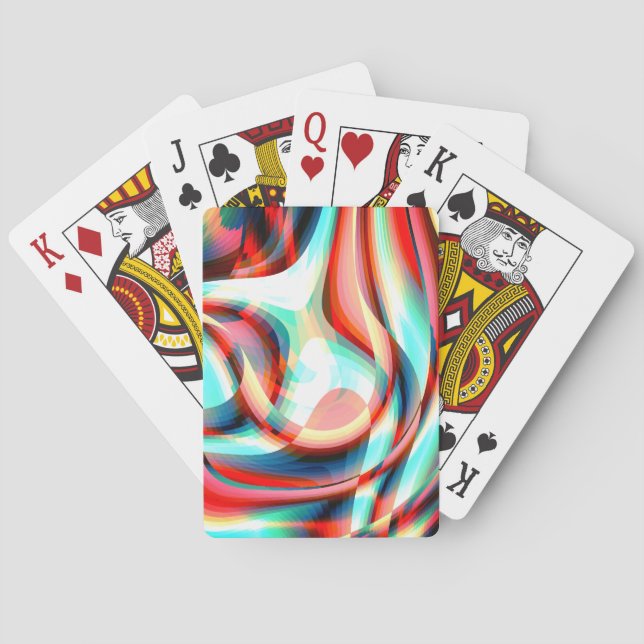 Enlarging curved red strokes, superimposed stripes poker cards (Back)