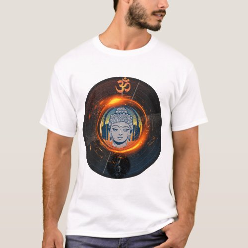 Enlightened Buddha On Vinyl OM and Musical Note T T_Shirt