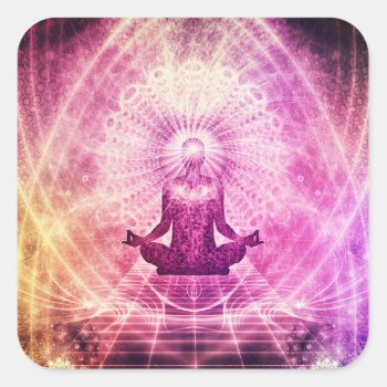 Enlightened Meditation Law Of Attraction Chakra Square Sticker by azlaird at Zazzle