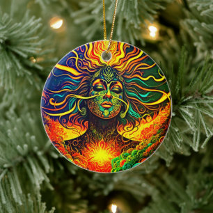 Enlightened Vision: Third Eye Girl Spiritual Ceramic Ornament