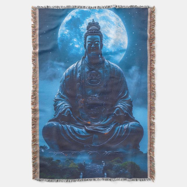Enlightenment in Blue Throw Blanket (Front Vertical)