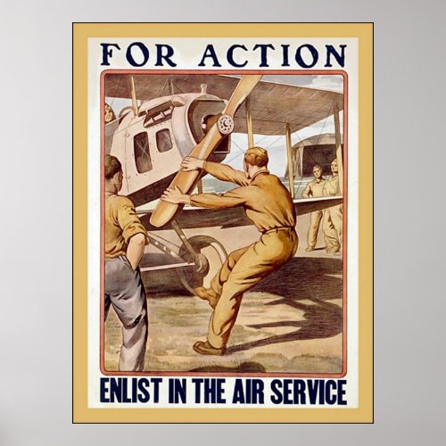 Enlist in the Air Service  Vintage WW1 Poster