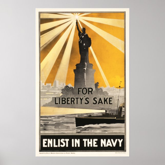 Enlist in the NAVY For Liberty's Sake! America War Poster (Front)