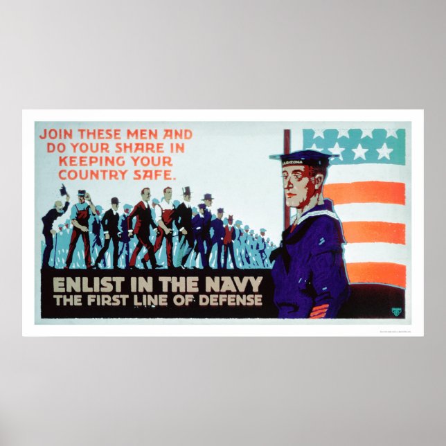 Enlist Navy, the 1st Line of Defense (US02160) Poster (Front)