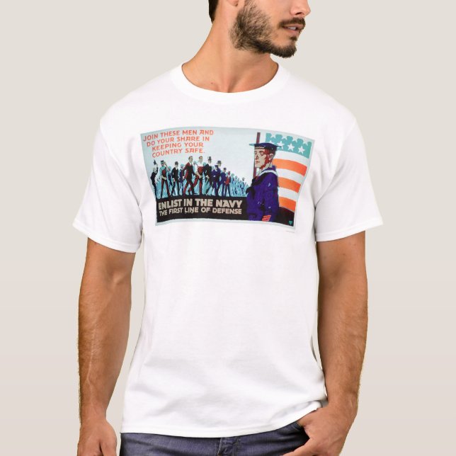 Enlist Navy, the 1st Line of Defense (US02160) T-Shirt (Front)