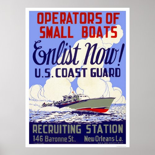 Enlist now  US Coast Guard _ WPA Poster