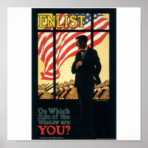 "Enlist" Old U.S. Military Poster circa 1917