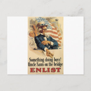 "Enlist" Old U.S. Military Poster circa 1917 Postcard