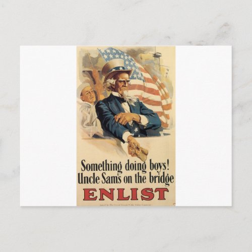 Enlist Old US Military Poster circa 1917 Postcard