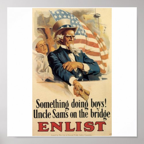 Enlist Old Uncle Sam US Military Poster