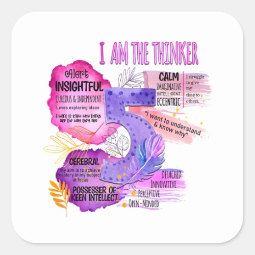 Enneagram Type 5 _ I Am The Thinker Square Sticker