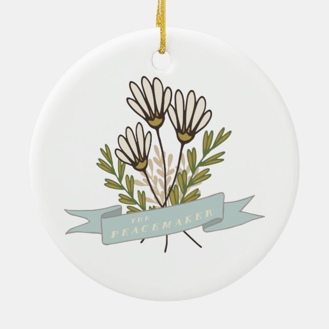 Enneagram Type 9 Floral Christmas Ornament (Back)