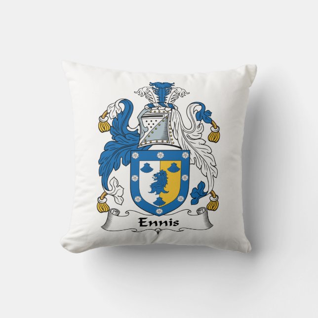 Ennis Family Crest Throw Pillow (Front)