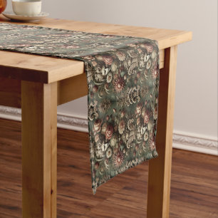 Ennui Elegance – Gothic Baroque Floral Pattern Short Table Runner