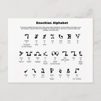 Enochian Alphabet Chart Postcard