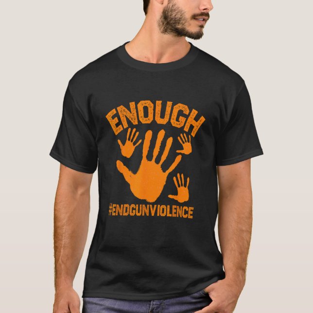 Enough End Gun Violence Protect Our Children Orang T-Shirt (Front)