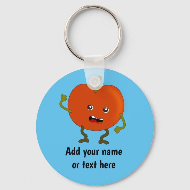 Enraged Tomato - rotten tomatoes theme - your text Keychain (Front)