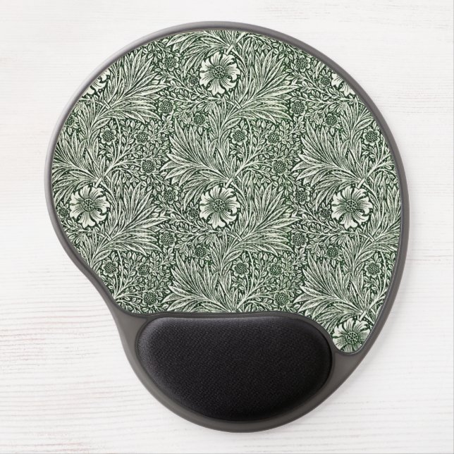 Enrich Your Workspace with Green Marigold Floral Gel Mouse Pad (Front)