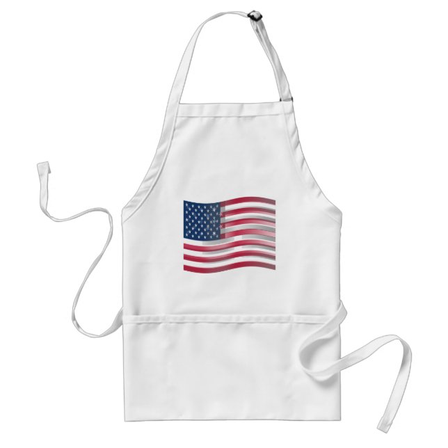 Enriched USA Flag: Wavy Layered Design Artistic Pa Adult Apron (Front)