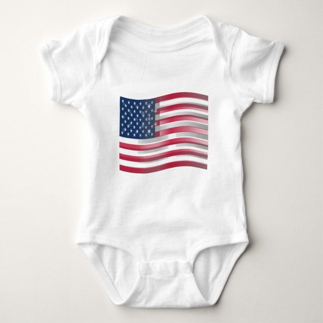 Enriched USA Flag: Wavy Layered Design Artistic Pa Baby Bodysuit (Front)