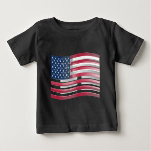 Enriched USA Flag: Wavy Layered Design Artistic Pa Baby T-Shirt