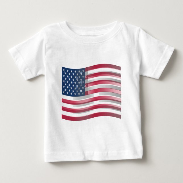 Enriched USA Flag: Wavy Layered Design Artistic Pa Baby T-Shirt (Front)