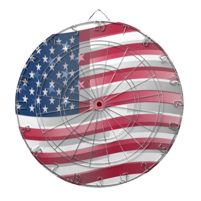 Enriched USA Flag: Wavy Layered Design Artistic Pa Dart Board (Front)