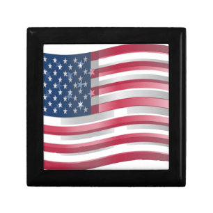 Enriched USA Flag: Wavy Layered Design Artistic Pa Keepsake Box