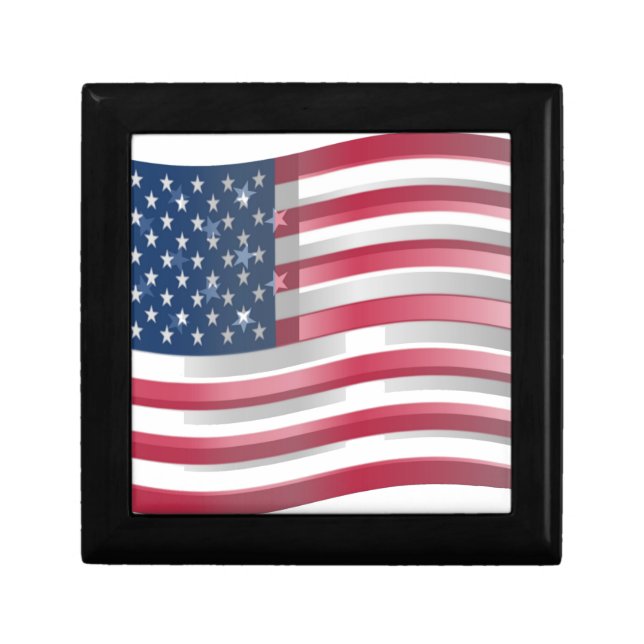 Enriched USA Flag: Wavy Layered Design Artistic Pa Keepsake Box (Front)