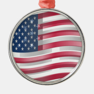 Enriched USA Flag: Wavy Layered Design Artistic Pa Metal Ornament