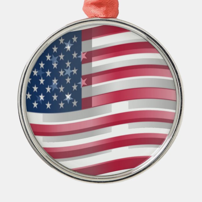 Enriched USA Flag: Wavy Layered Design Artistic Pa Metal Ornament (Front)