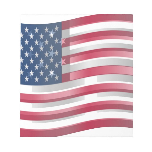 Enriched USA Flag: Wavy Layered Design Artistic Pa Notepad (Front)