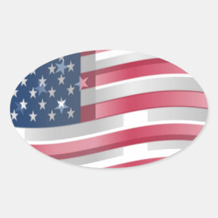 Enriched USA Flag: Wavy Layered Design Artistic Pa Oval Sticker