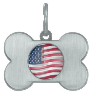 Enriched USA Flag: Wavy Layered Design Artistic Pa Pet Tag