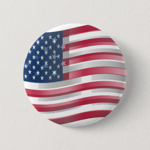 Enriched USA Flag: Wavy Layered Design Artistic Pa Pinback Button