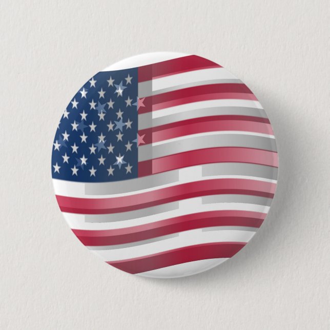 Enriched USA Flag: Wavy Layered Design Artistic Pa Pinback Button (Front)
